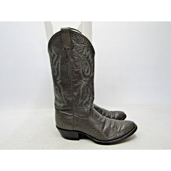 Justin Mens Size 9 D Gray Leather Cowboy Western Boots main image 5